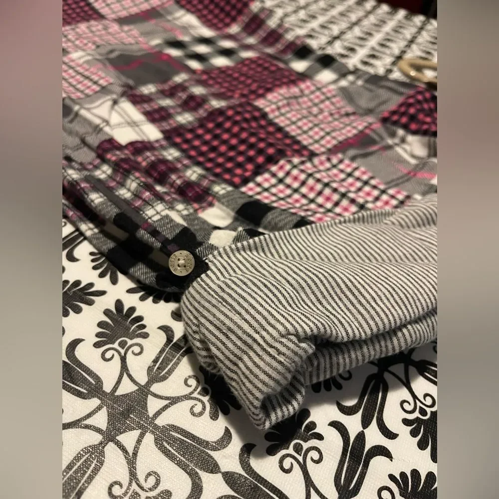 Aerie - Women’s pink / black patchwork plaid long cut pajama pants - Picture 3 of 8